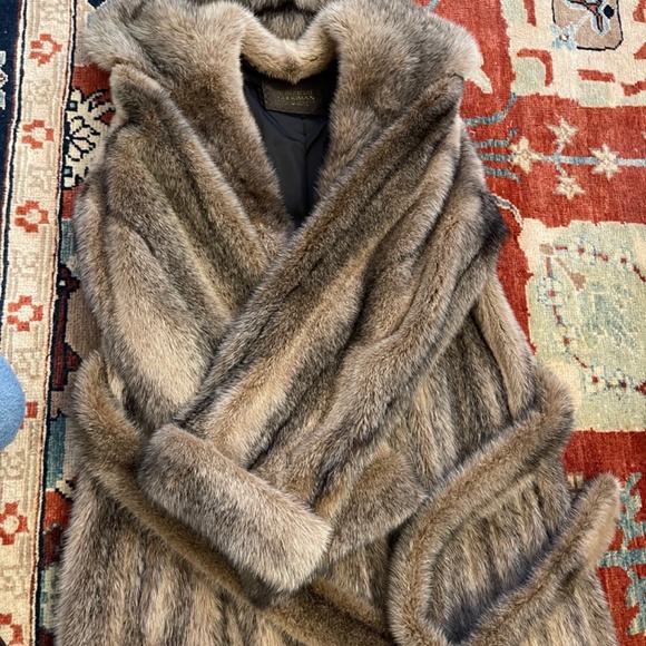 Bergorf Goodman Vintage Blush-Black Cross Mink Full Length Fur Coat - Picture 11 of 16